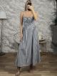 Stripes Cotton Maxi Dress/Navy Blue