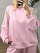 Viscose Lace Flower Sweatshirt/Pink