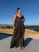 Viscose Gold Print Boho Dress-2544/Black