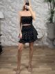 WaspNest Strapless & Mini Skirt Set-15861/Black Polka Dot
