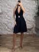 GoldPin HalterNeck Mini Dress-51695/Black