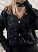 Mohair Pearls & Strass Cardigan/Black