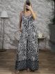 Viscose Zebra Jumpsuit/Navy Blue