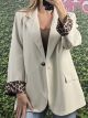 Button Leopard Lining Blazer/Beige