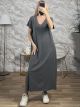 Strassed Wings Cotton Maxi Dress/Grey