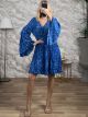 Cabbana Sleeves Silk Mini Dress-2022/Royal Blue