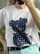 WOW Strassed Bear T-Shirt/Navy Blue