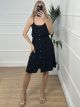 Casual Buttons Dress/Black