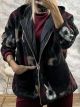 Print Teddy Details Jacket/Black