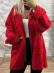 Oversized Hood Zipper Cardigan/Red