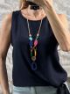 Necklace Muslin Top-2199/Navy Blue