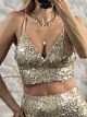 Sequins Crop Top/Gold