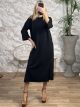 Casual Midi Slit Dress/Black