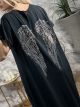 Strassed Wings Cotton Maxi Dress/Black