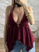 Asymmetrical OpenBack Top-2996/Burgundy