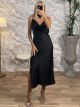 Drape Satin Cut Out Dress/Black