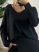 SuperSoft Elastic Ve Sweater/Black