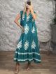 Viscose Sleeveless Maxi Dress-2554/Petrol