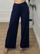 Wide Leg Soft Elastic Pants/Navy Blue