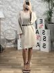 Casual Midi Belt Dress/Beige