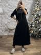Velvet Oversized Hooded Dress-3283/Black