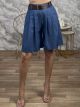 Wide Belt Long Shorts-902525/Light Blue