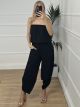 Viscose Strapless Alladin Jumpsuit/Black