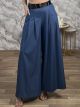 Highwaist Viscose Belt Pants-1155/Light Blue