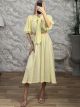 Viscose BowNeck Midi Dress/Yellow
