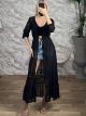 Lace&Polka Dot Kimono-12696/Black