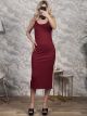 DoubleStripe Rip Midi Dress-11074/Burgundy
