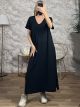 Strassed Wings Cotton Maxi Dress/Black