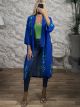 Geometric Pattern Long Kimono/Blue&Green