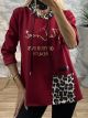 Leopard Hood & Pocket Sweatshirt/Red