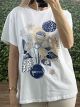 WOW Big Flower T-Shirt/Blue&Beige