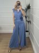 Viscose Flower Jumpsuit/Blue