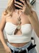 Metallic Bust Rip Top/White