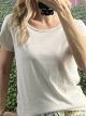 Cotton Deep Scoop Neck T-Shirt/Beige