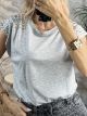 Viscose Pearl Shoulders Top/Grey