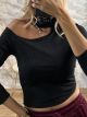 Choker Ribbed Crop Top/Black
