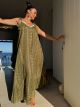 Viscose Gold Print Boho Dress-2544/Khaki