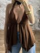 Asymmetrical OpenBack Top-2996/Chocolat