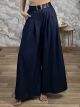 Highwaist Viscose Belt Pants-1155/Dark Blue