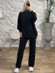 Loose Top Knitted Set-2507/Black