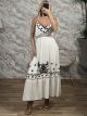 Embroidered Viscose&Linen Maxi Dress-80134/White