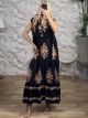 Viscose Sleeveless Maxi Dress-2554/Black