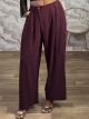 Viscose CrossedButton Office Pants-26563/Burgundy