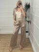 Silk Animal Shirt Set/Beige