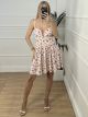 Floral Open Bust Dress/White
