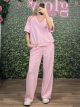 Short Sleeves Ve Set/Pink